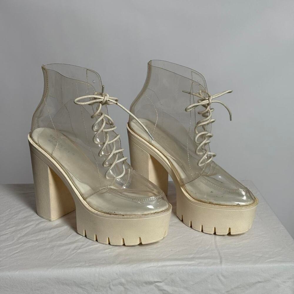 CLEAR CHUNKY PLATFORM HEELS – Customizable & Bold (Lace-Up Design)